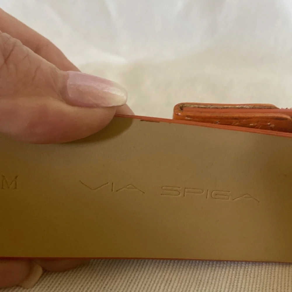 Via Spiga Orange Suede Leather Belt with silver detail - Picture 3 of 3